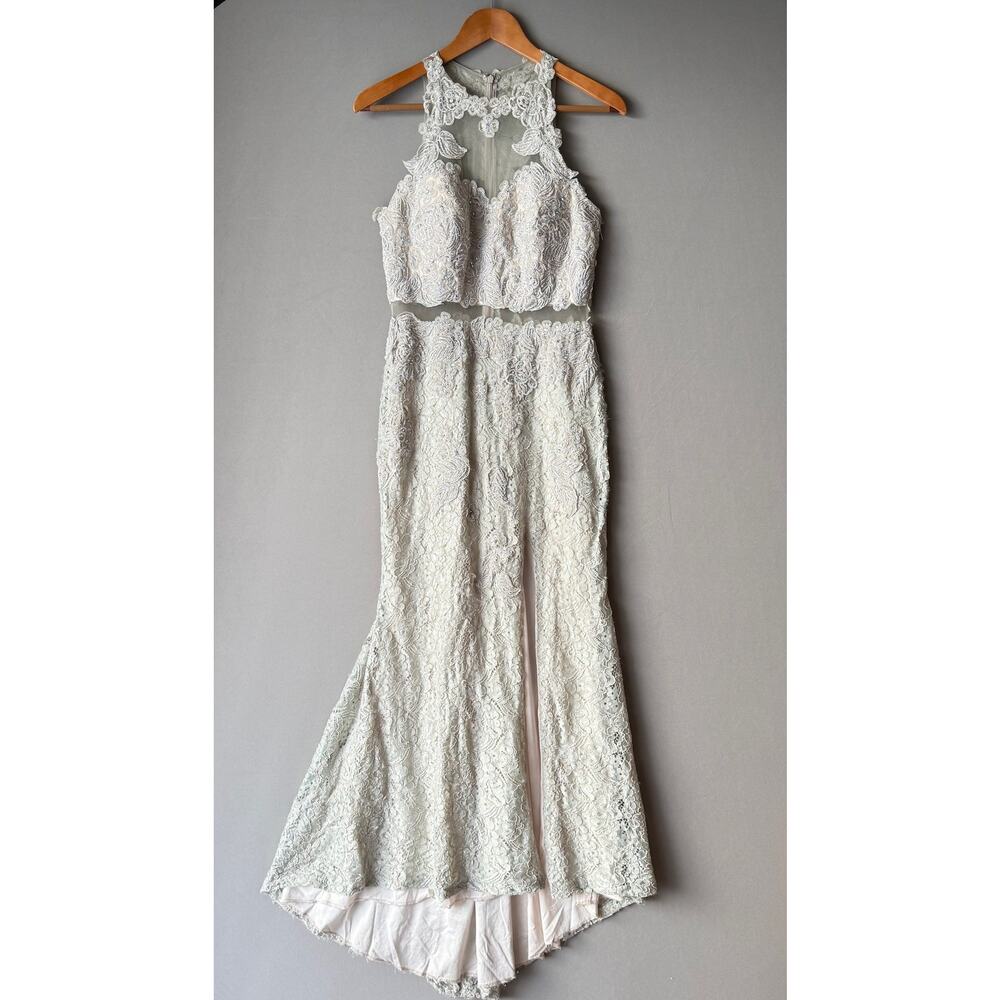 Aspeed Boho Moody Prom Lace Beaded Mermaid Gown Large Champagne‎
